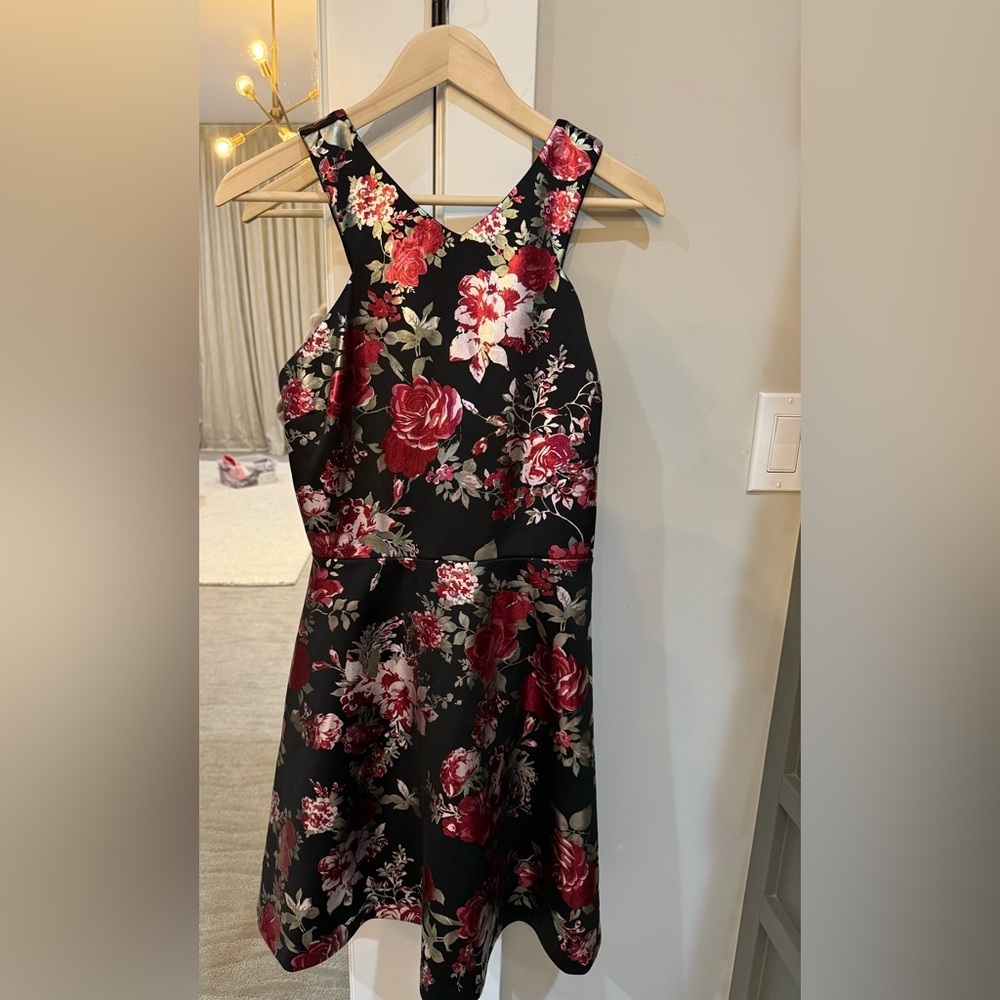 Aqua Embossed Floral Dress NWT Size Large